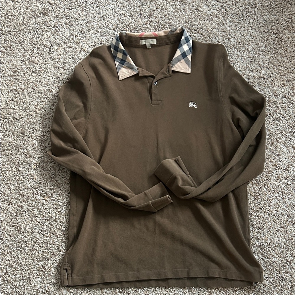 Burberry  Long Sleeve Polo Shirt with Check Collar